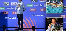 Bizarre scenes at world championships as disqualified swimmer stands ALONE on podium with gold - Daily Mail