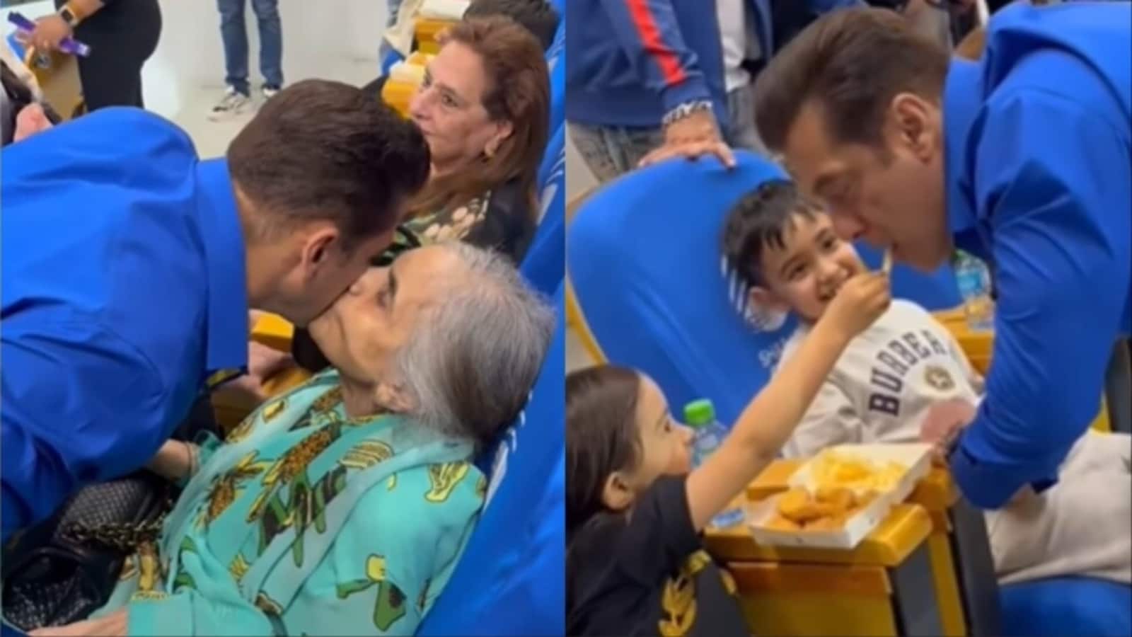 Salman Khan's mom kisses him, niece Ayat feeds him fries at Sharjah's CCL event; actor poses with Abdu Rozik. Watch - Hindustan Times