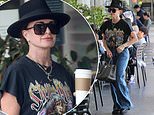 Kyle Richards steps out in rock chick attire and $28k Birkin bag... after weighing in on ugly family feud following THAT Paris Hilton swipe at Mauricio Umansky