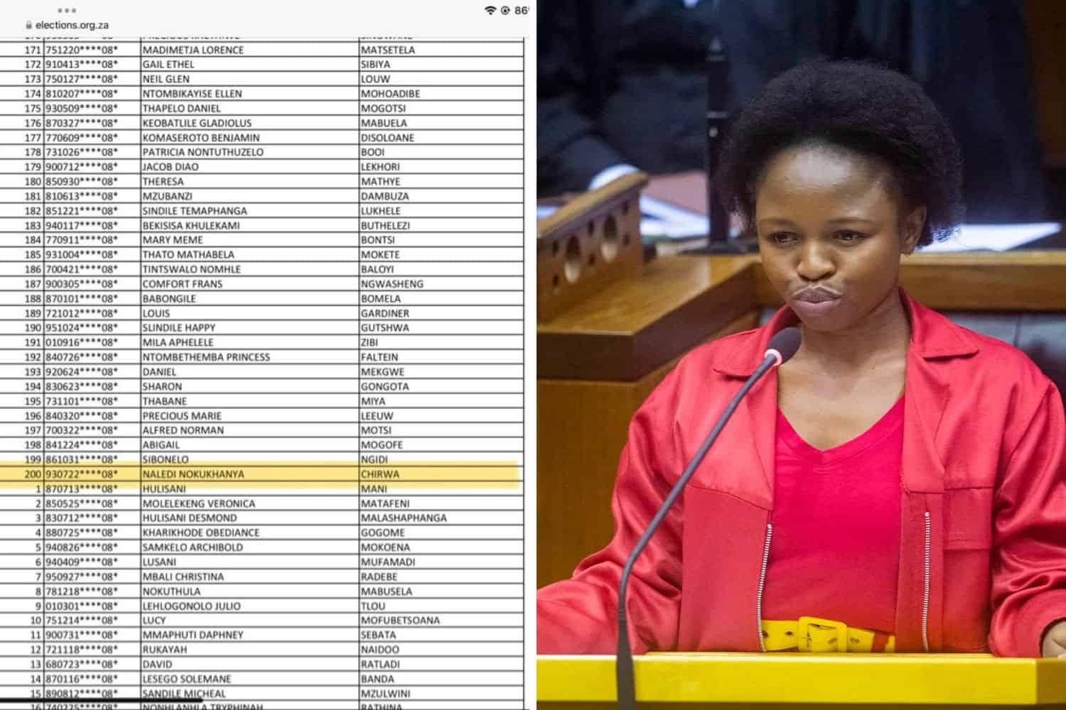 Social media reacts to Naledi Chirwa’s demotion to bottom of EFF list