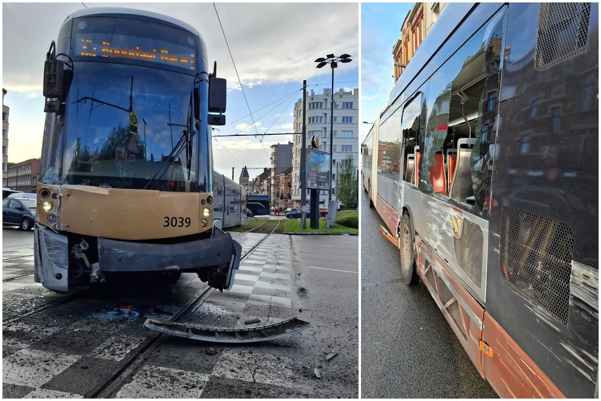 Violent accident impliquant un tram et un bus place Meiser à Schaerbeek ce lundi (PHOTOS)