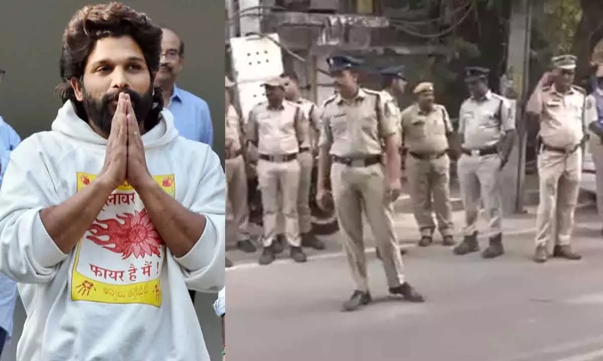 Heavy Police Deployment Outside Allu Arjun’s Residence in Hyderabad