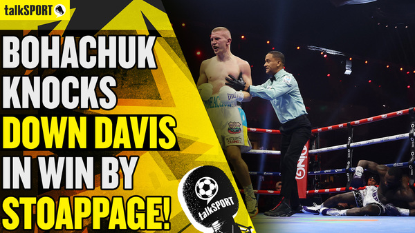 Serhii Bohachuk knocking down Ishmael Davis in the 2nd round on the Fury vs Usyk undercard